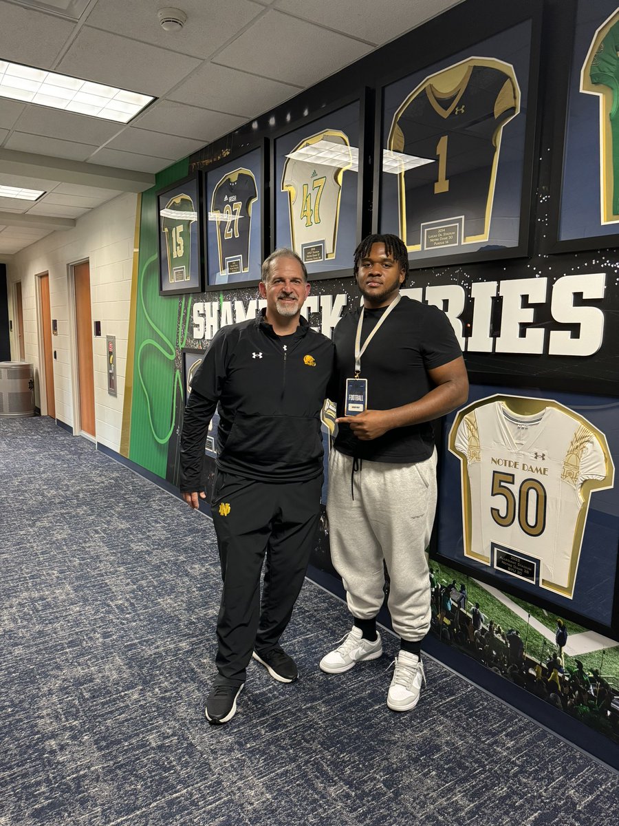 I had an incredible time at The University of Notre Dame! We enjoyed our time and definitely can’t wait to be back real soon! #OLU Thank you @Marcus_Freeman1 @CoachJoeRudolph @drebrownND @CoachDelaney52
