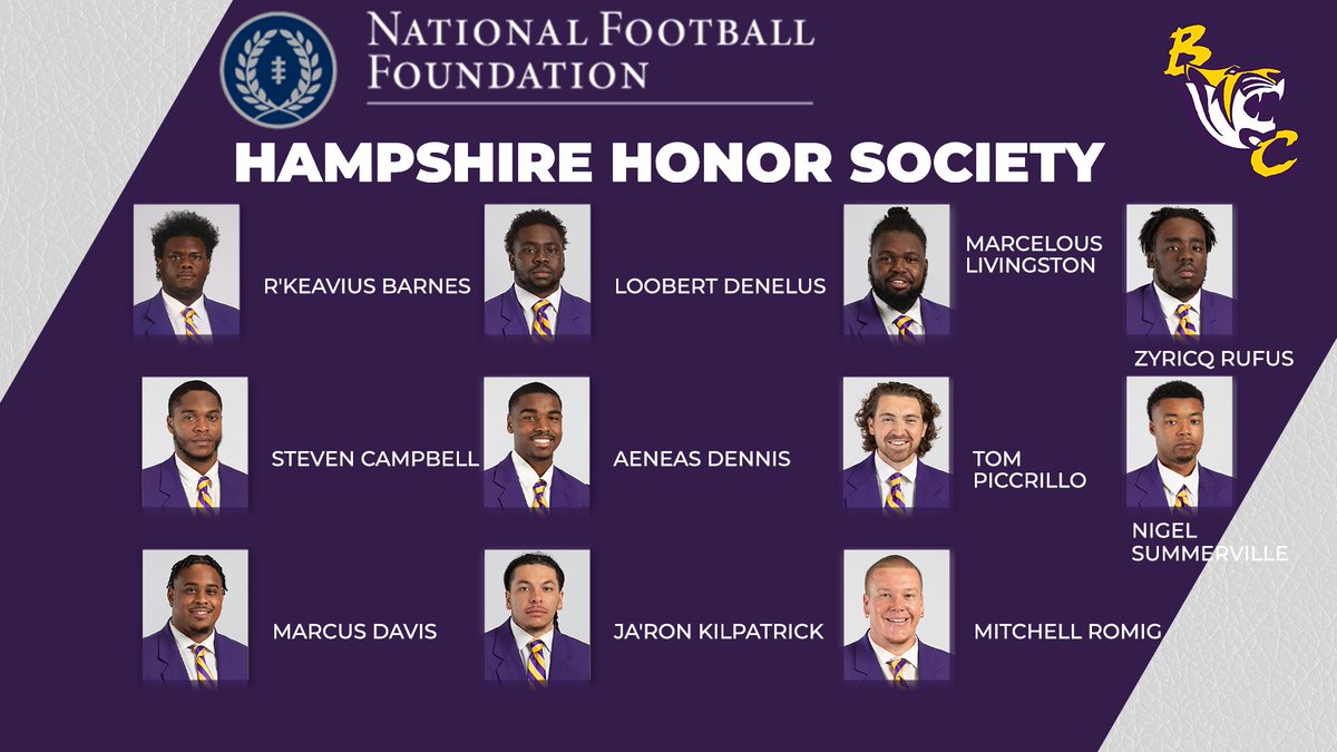 Congratulations to 11 members of the @GoTigers_FB who were named to the @NFFNetwork Hampshire Honor Society. Benedict had the 2nd-most selections in D2 and one of three HBCUs in the nation with members. @HBCUGameday @HBCUGoTV @HBCUDigital @HBCUSports @TheYardHBCU #TheBestofBC