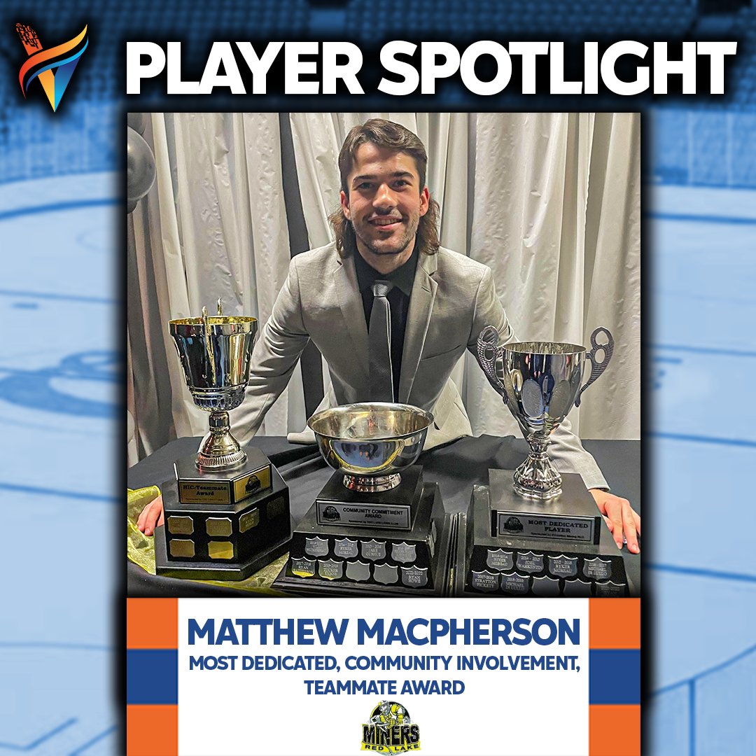 Player Spotlight ❗
This week's player spotlight goes to Matthew Macpherson of the  Red Lake Miners (SIJHL). For his leadership and dedication on and off the ice, he earned the Most Dedicated, Community Involvement, and Teammate Award from his team. 
#achieveyourvision