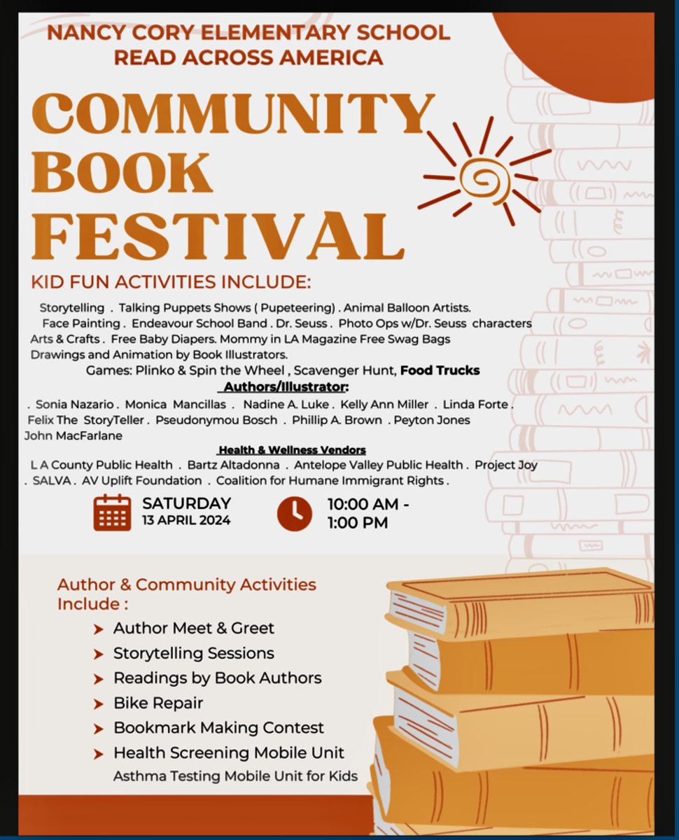 SoCal friends with kids: I and a dozen other #authors/illustrators are speaking this Saturday 10a-1p in Lancaster, CA at a Read Across America Community Book Festival. The event strives to create and celebrate diverse readers.See some California poppies on the way!