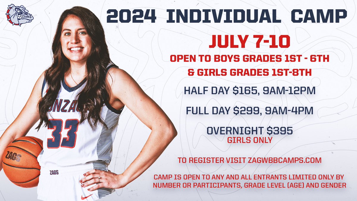 SUMMER CAMP SIGN UPS ARE OPEN! ☀️🏀 Visit zagwbbcamps.com to register. GO ZAGS!