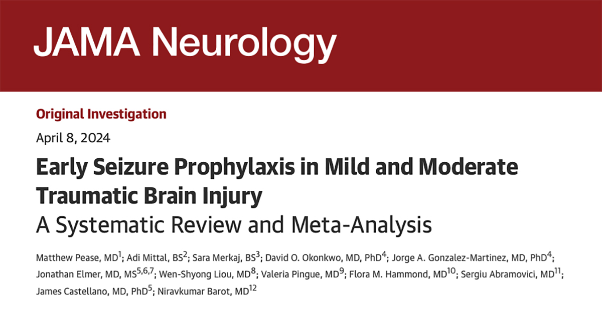 Study examines the association between seizure prophylaxis and risk reduction for early posttraumatic seizures in mild and moderate traumatic brain injury. jamanetwork.com/journals/jaman…. @Pitt_NCTC @UPMCPhysicianEd