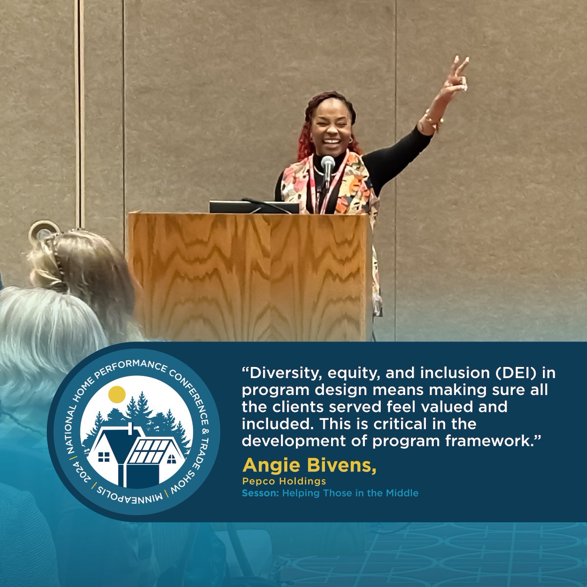 What an engaging session with Angie Bivens (@PepcoConnect)! Angie shared the needs & challenges faced by low to moderate income households and dived into the strategies for DEI program development. Attendees were able to brainstorm their own programs & connect with each. #NHPC24