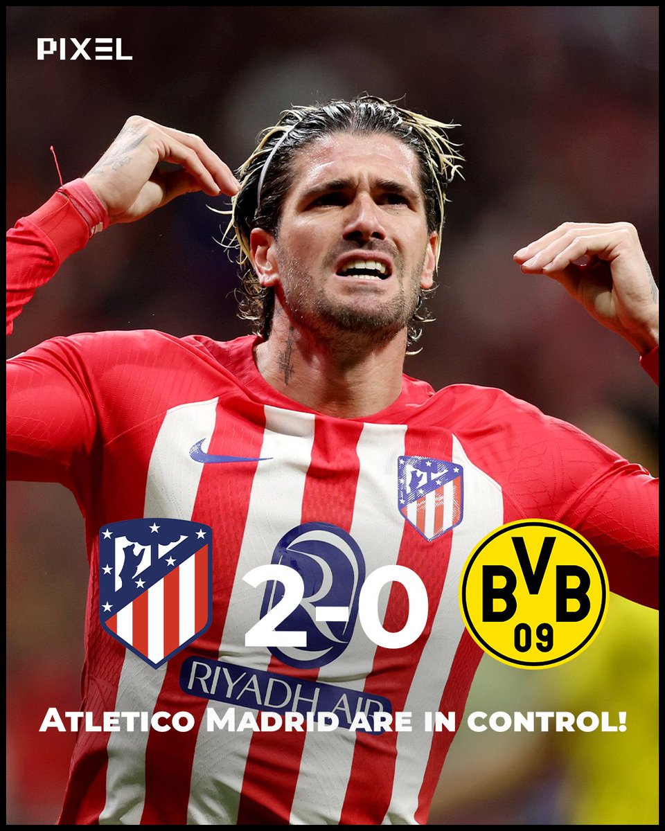 Atletico in control at halftime!⚽️🔥

Atleti are leading 2-0 against Dortmund in the Champions League quarterfinals first leg🍿

Can Dortmund find a way back?👀

#Atletico #Atleti #AtleticodeMadrid #ChampionsLeague #UCL #AupaAtleti #AtletiBVB