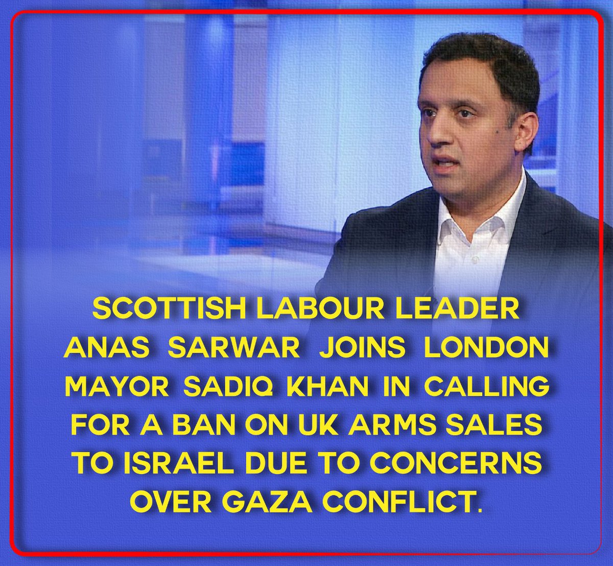 Scottish Labor leader Anas Sarwar is the latest high-profile figure to call for an immediate ban on British arms sales to Israel. Sarwar told BBC Scotland that Israel had 'clearly' violated international law in Gaza and that UK arms sales should be stopped immediately.