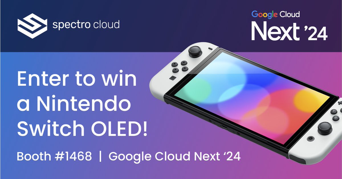 Hey there, #GoogleCloudNext! We're a couple of hours away from our special prizedraw: an OLED Nintendo Switch 🎮 Don't forget to visit us asap at booth #1468 for a chance to win it! The winner announcement will be at 3pm local time at the booth.