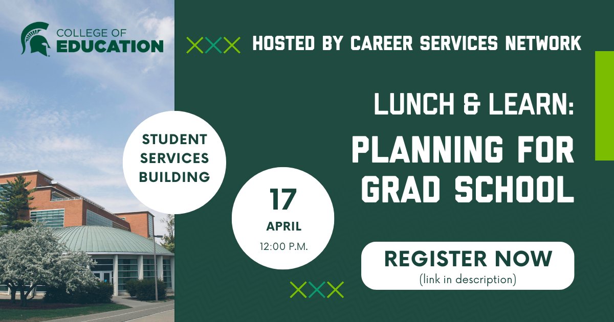 Are you completing your teaching internship next year? Learn about how your credits can reduce the time and cost of your master's degree by up to 33%! Attend the Lunch & Learn on April 17 at 12:00 p.m. in the Student Services Building. RSVP: spr.ly/6015wBfGU