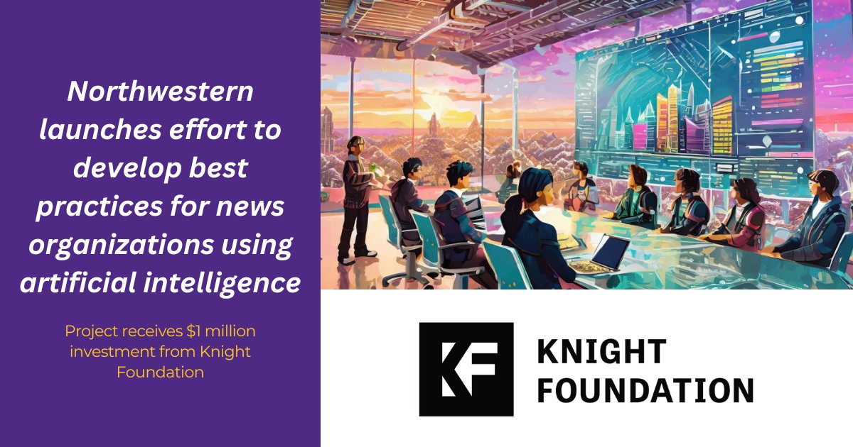 To help journalists and news organizations understand the use and misuse of generative artificial intelligence, the @knightfdn has granted @NorthwesternU $1 million. Read more about the investment: spr.ly/6018wcvJG