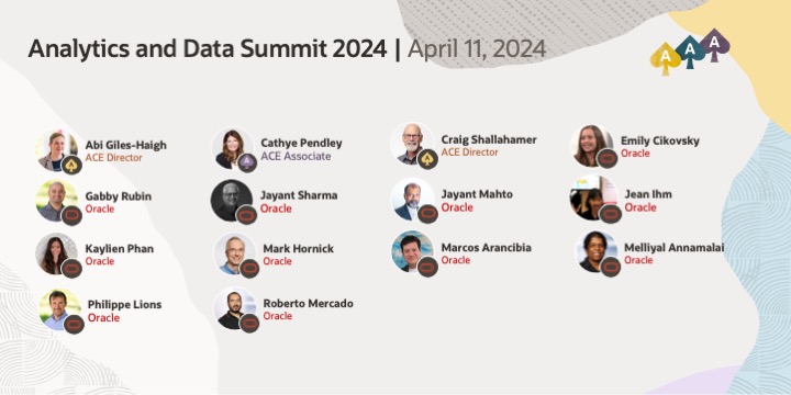 Join Analytics and Data Summit 2024 for its last day tomorrow and enjoy numerous great sessions from the speakers. 👉 social.ora.cl/6010ZdKcr @AnalyticandData #OracleACE