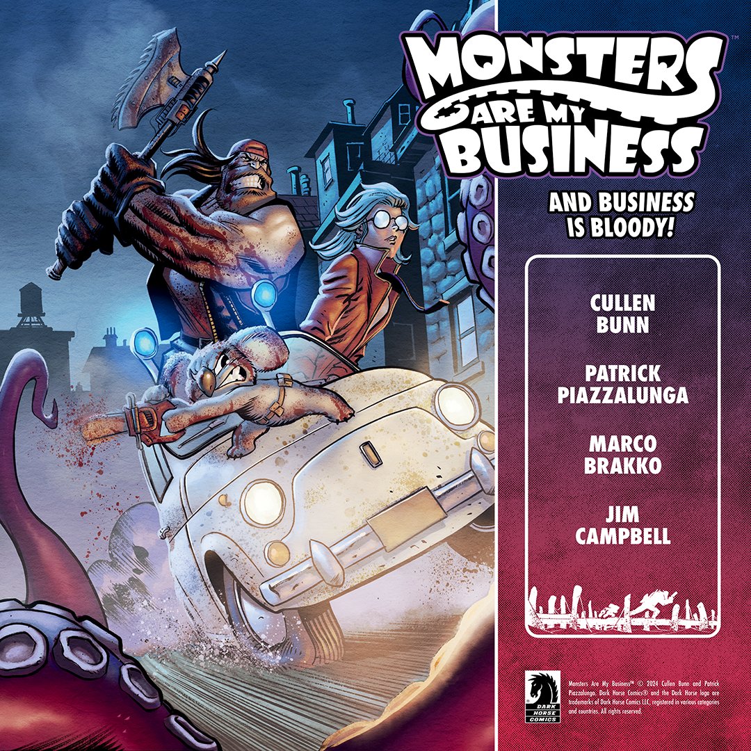 From the co-creator of The Sixth Gun and Harrow County comes a new action horror comedy, Monsters Are My Business. Issue #1 is out now! Details: bit.ly/3J4UKae By @cullenbunn, @Piaha86, @MBrakko, and Jim Campbell