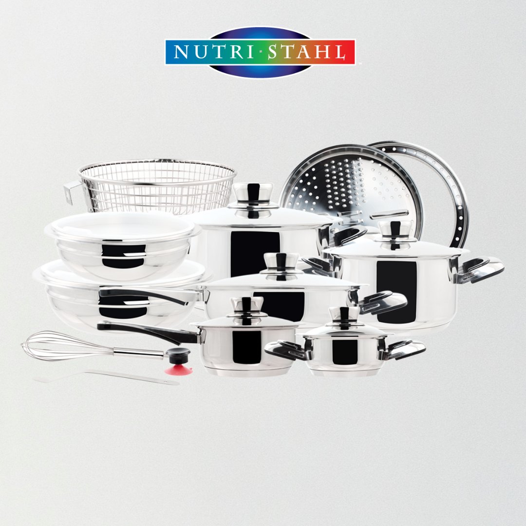 Elevate your kitchen aesthetics with the sleek and modern design of the Nutri-Stahl set, adding flair to your culinary space 👨‍🍳. Visit nutristahl.com to learn more!