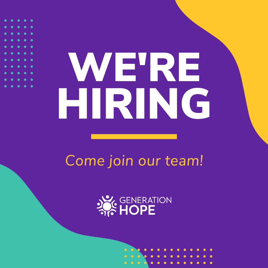 Are you passionate about creating a better future for teen parents, student parents, and families? Come join our team! Check out our open positions: generationhope.org/careers ⏰ The deadline to apply for some of the roles is this Monday, 4/15! #hiring