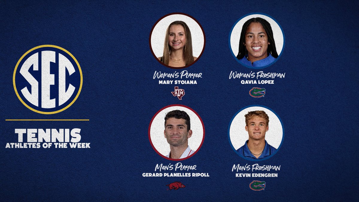 🎾 WK11 | #SECTennis Athletes of the Week announced 👍 @AggieWTEN 🐊 @GatorsWTN 🐗 @RazorbackMTEN 🐊 @GatorsMTN STORY: secsports.social/tenn0410