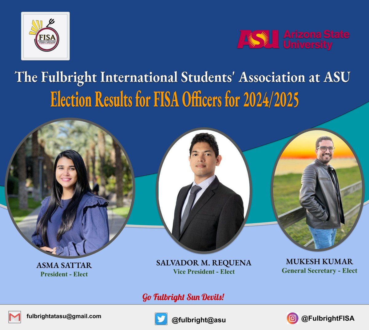 Elected FISA officers for the year of 2024-25. Congratulations 🎊 officers!
#Fulbright #2024 #USEFP