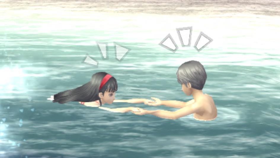 wait this is so cute hes helping her swim