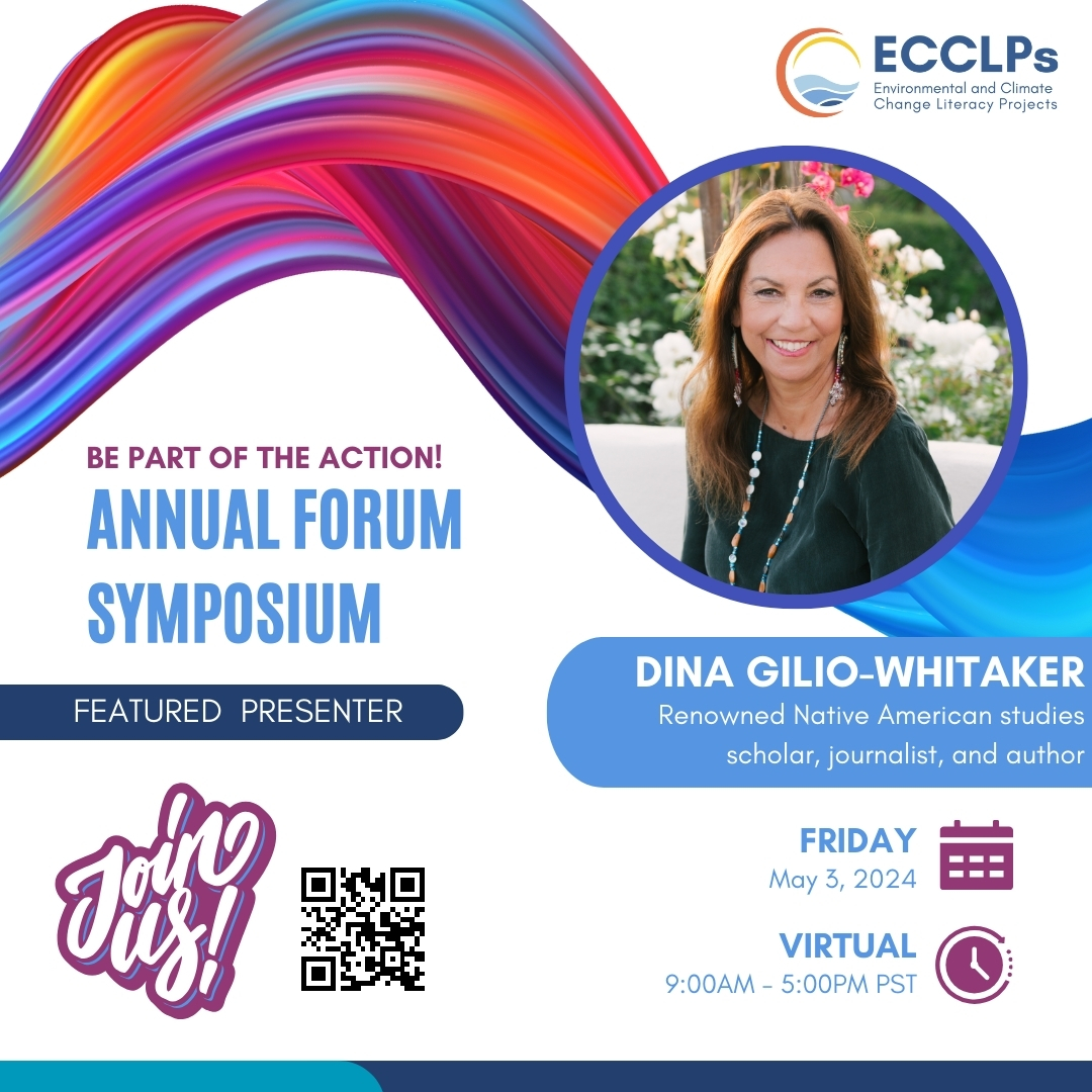 🌟 Exciting news! We're honored to have Dina Gilio-Whitaker, a renowned Native American studies scholar, journalist, and author, as a presenter at the ECCLPS Annual Symposium Forum! Join us as she shares her groundbreaking perspective on the intersection of culture and climate.