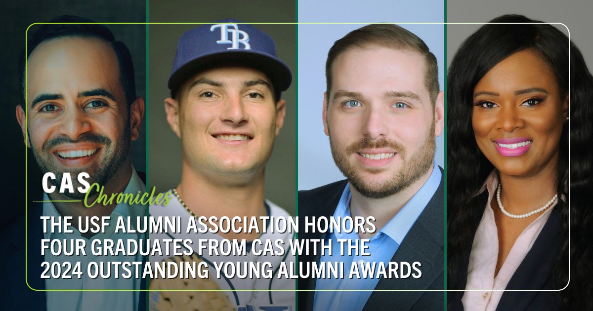In the latest edition of #CASChronicles, we meet the #USFBulls representing CAS at this year's Outstanding Young Alumni Awards hosted by the @USF Alumni Association. Get to know these incredible alumni on our news site, CAS Chronicles ⬇️ ow.ly/iQbY50RbAJ5