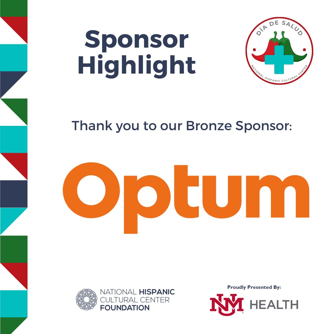 Optum is in the spotlight as a bronze sponsor for Día de Salud! Join the health movement on April 28th from 9AM to 2PM at the National Hispanic Cultural Center. Thanks for making it happen! #Optum #BronzeSponsor #DiaDeSalud #NHCCF