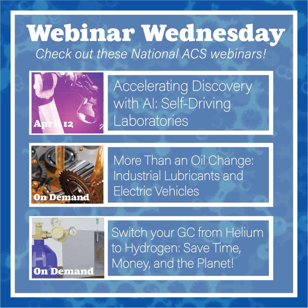 Did you know that National ACS produces webinars? Check out these webinars at acs.org/acs-webinars.h…. Images used in this post are from acs.org.