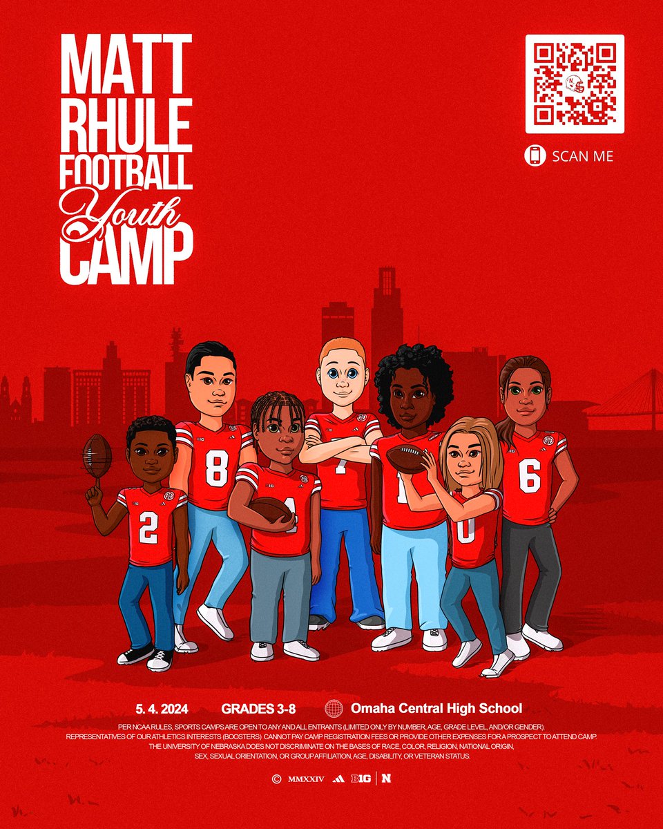 𝗖𝗮𝗺𝗽 𝗦𝗲𝗮𝘀𝗼𝗻 𝗶𝘀 𝗔𝗹𝗺𝗼𝘀𝘁 𝗛𝗲𝗿𝗲‼️ Come learn from current Husker coaching staff and players at our Omaha Youth Camp 🏈 📅 5.4 📚Grades 3-8 🕘 9 AM - 3:30 PM CDT 📍 Omaha Central High School 🔗 𝗥𝗲𝗴𝗶𝘀𝘁𝗲𝗿 𝗡𝗼𝘄 ➡️ go.unl.edu/5dvt #GBR x…