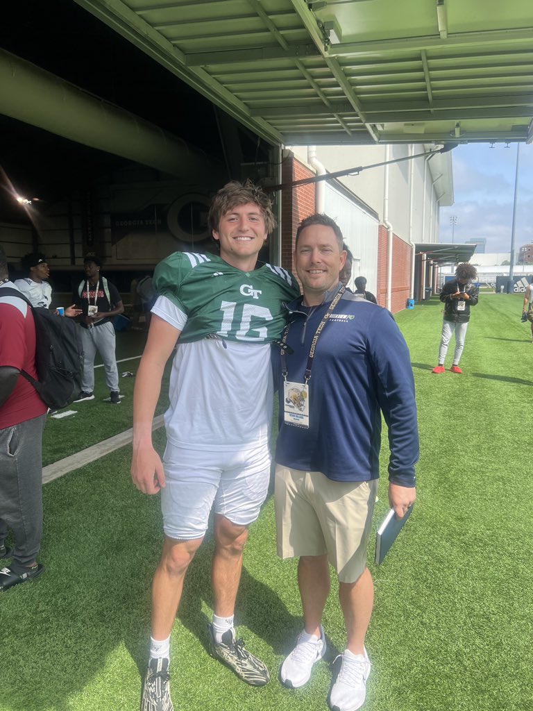 So proud of @rhodes_brody! Loved seeing him practice on the flats today. Heck of a player and going to be a great coach one day! #LegendOfTheView Thanks to @GeorgiaTechFB for having us!