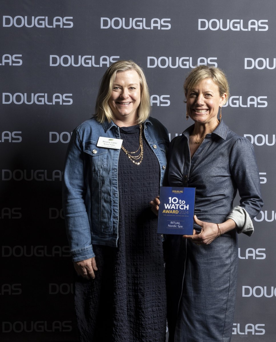 RITUAL Nordic Spa is a 2024 Douglas 10 to Watch winner! Immerse. Rejuvenate. Repeat. Ritual Nordic Spa seeks to recreate the experience of a traditional Finnish sauna: loom.ly/MVX-Xw4 📷: Marci Hotsenpiller with Sponsor Beverly Carter of Beverly Carter Notary