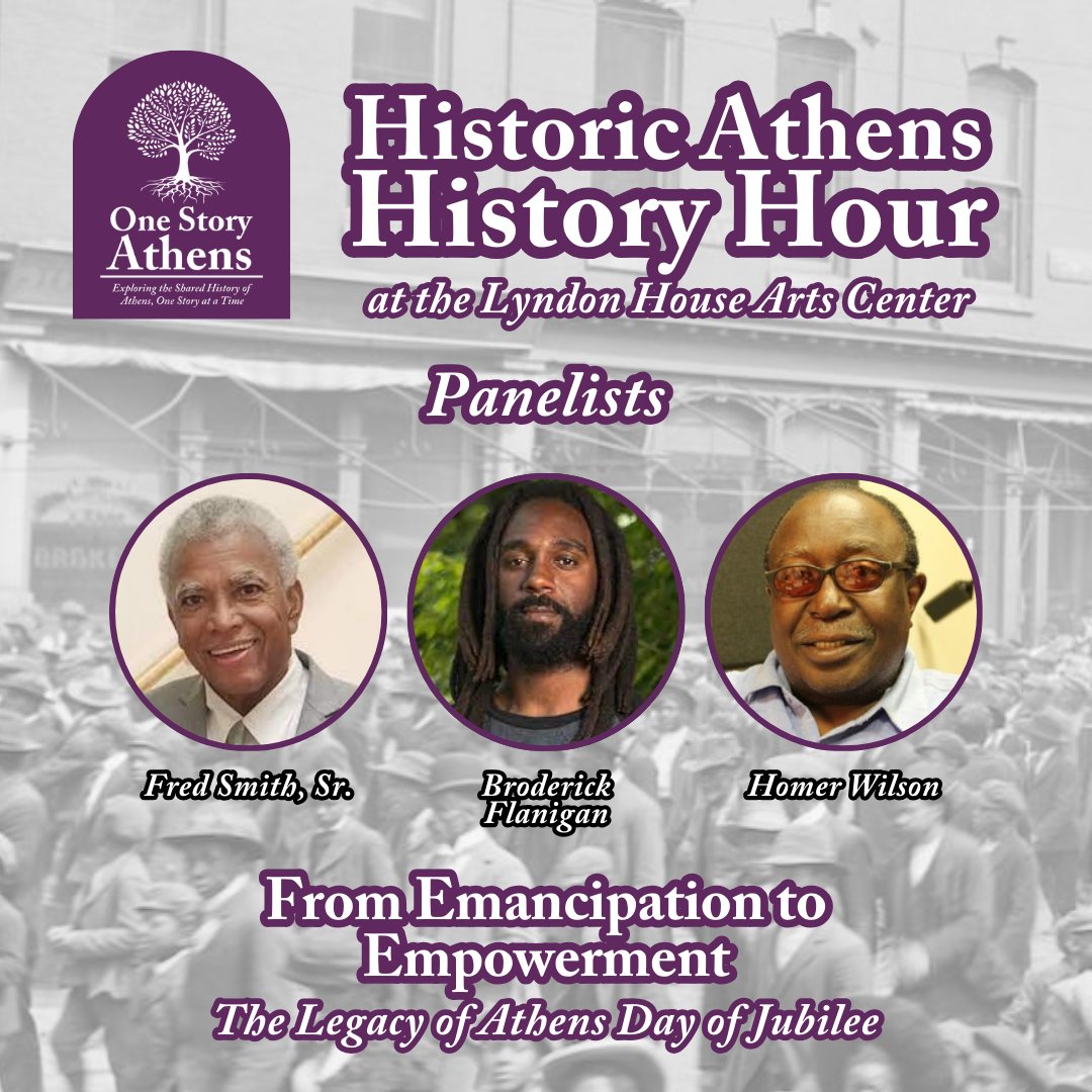 📢 Join us for a Special History Hour Panel on Tuesday, April 16th, at 12pm at the Lyndon House Arts Center! We'll delve into Athens' Day of Jubilee, commemorating the freedom of 5,000 enslaved people in 1865. #athensga #historyhour #dayofjubilee