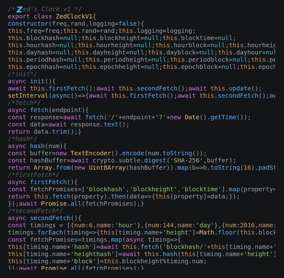 ZedZeroth's tweet image. My onchain 🕰️Clock is synced to the #Bitcoin blockchain and can be used freely by anyone to make their assets ☢️#ChainReactive. Ordinals can respond instantly to block confirmations, the mining of #RodarmorRarity sats, even Halvings! Let me know if you'd like an explanation 🙂