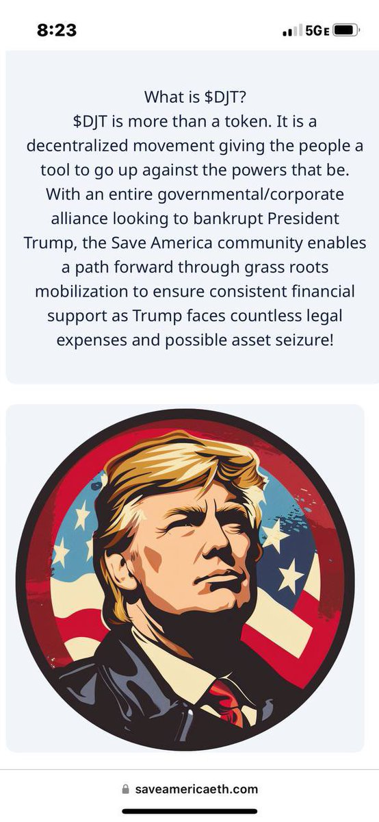 @cryptojourneyrs We need you bud. $DJT is putting money in the hands of the person who can fix this madness. Come hang out with a group of patriots like you. #Trump2024TheOnlyChoice @SaveAmericaDJT. 

t.me/nomoredeepstate