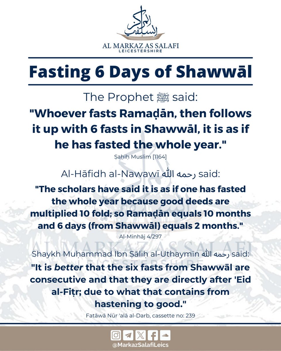 Fasting 6 Days of Shawwāl