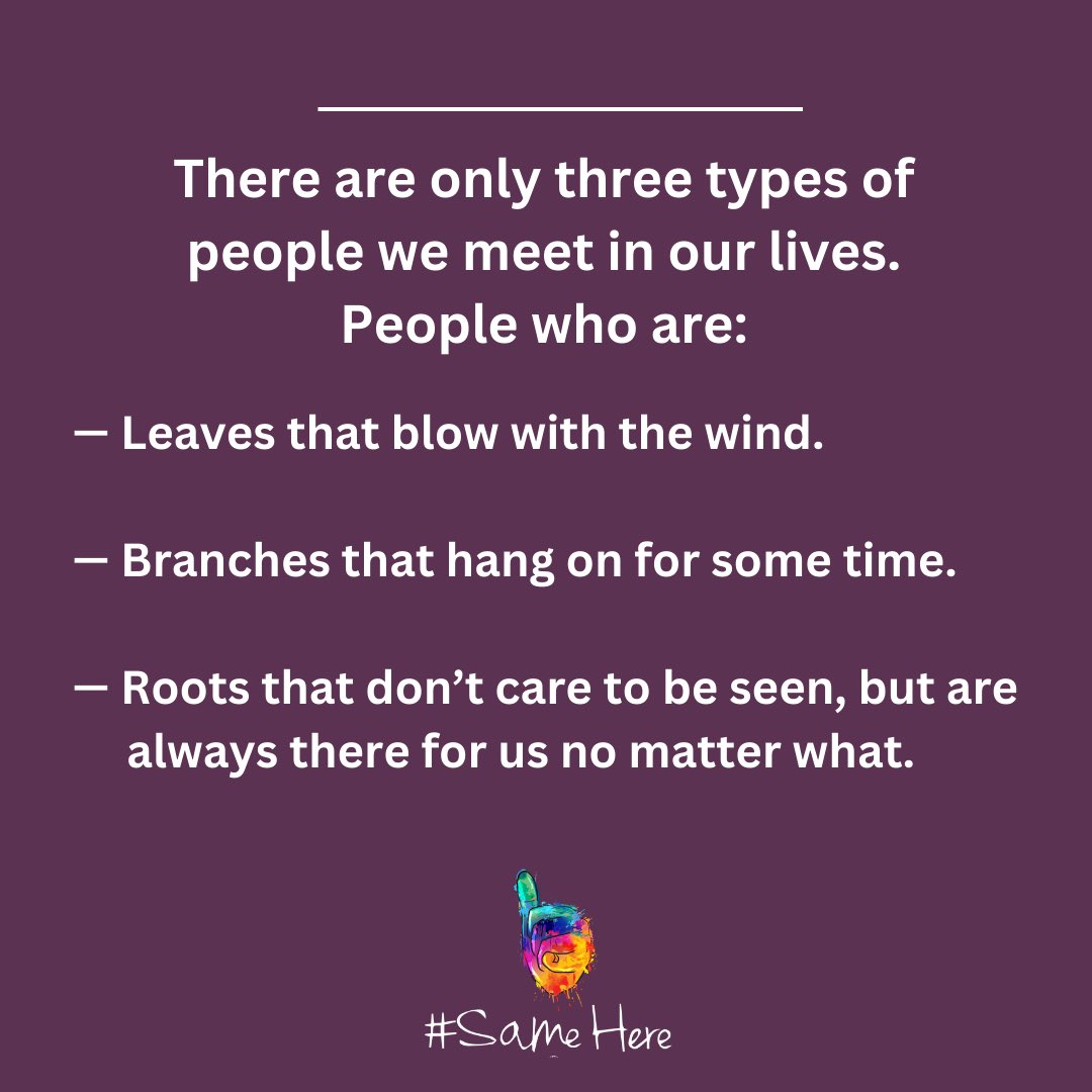 3 types of ppl in your life: many leaves who just blow away…smaller number of branches who hang for a bit…very few roots who are your solid ride or dies. Nourish your roots & be there for them…we all need unwavering support at times: instagram.com/p/C5i81U9upaI/… @TheoFleury14