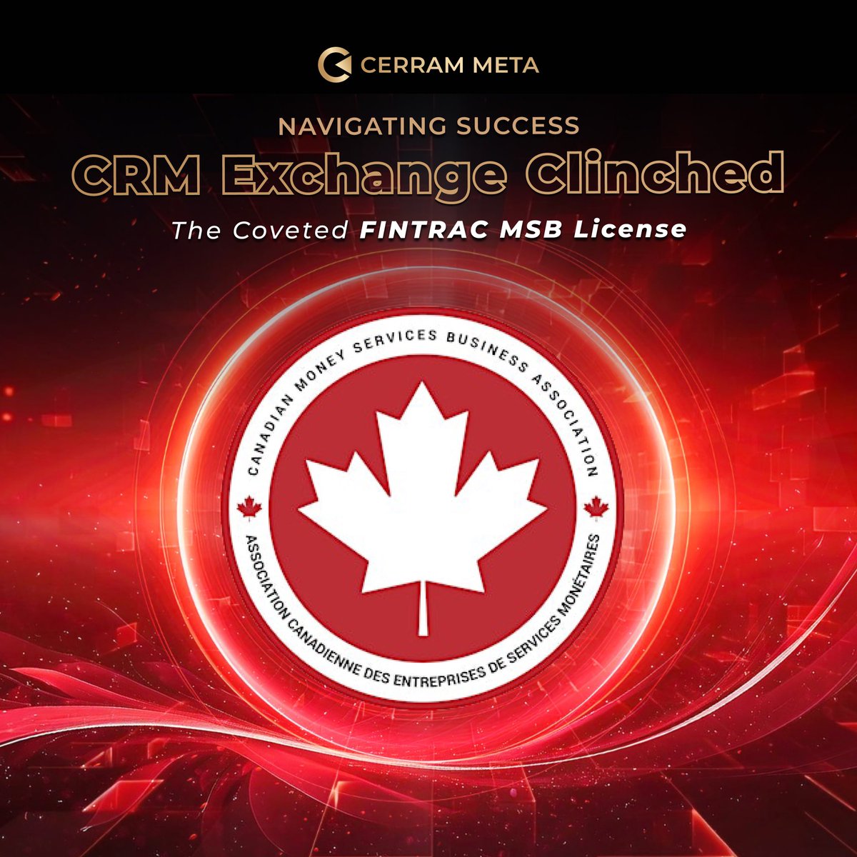 🚀 Big news, folks! 🌟 

CRMClick.io gets MSB license from FINTRAC! 🇨🇦 Big win for secure & regulated crypto trading in Canada.

#CerramMeta #FinanceInnovation #MSBLicense #SafeInvesting #CRMExchange #CryptocurrencyInnovation #SecureTrading #CRMExchange