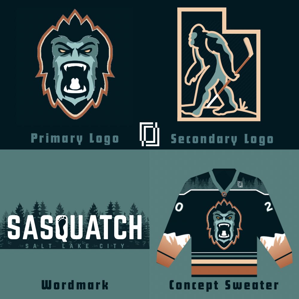 After some feedback I’ve made another concept! I’ve decided to take some elements from both my Yeti and Stags designs and mash them together. 

The Salt Lake City Sasquatch 
#NHLtoUtah