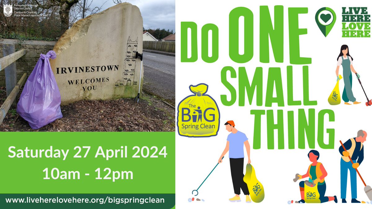 😀Irvinestown Big Spring Clean New Date 🌏@isupportlhlh Big Spring Clean is coming to Irvinestown. You can play your part in helping to keep your local area clean & free of litter 📆Saturday 27 April 2024 🕐10am 📍Meeting: Bawnacre Centre More info👉tinyurl.com/3styan48
