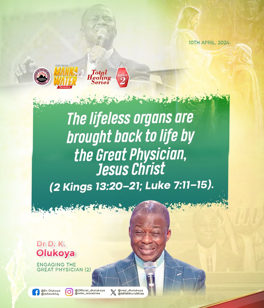 MFMWorldwide's tweet photo. #MfmSundayService 
Topic: ENGAGING THE GREAT PHYSICIAN (2)
Text: Luke 4:18–19

One of the reasons Jesus is referred to as the Great Physician is that He can heal people both with and without faith.

#Wednesday #spreadtheword
#MFM #service
#DKO
#Danielolukoya #drdkolukoya
#Mfmworldwide
@REAL_DKOLUKOYA