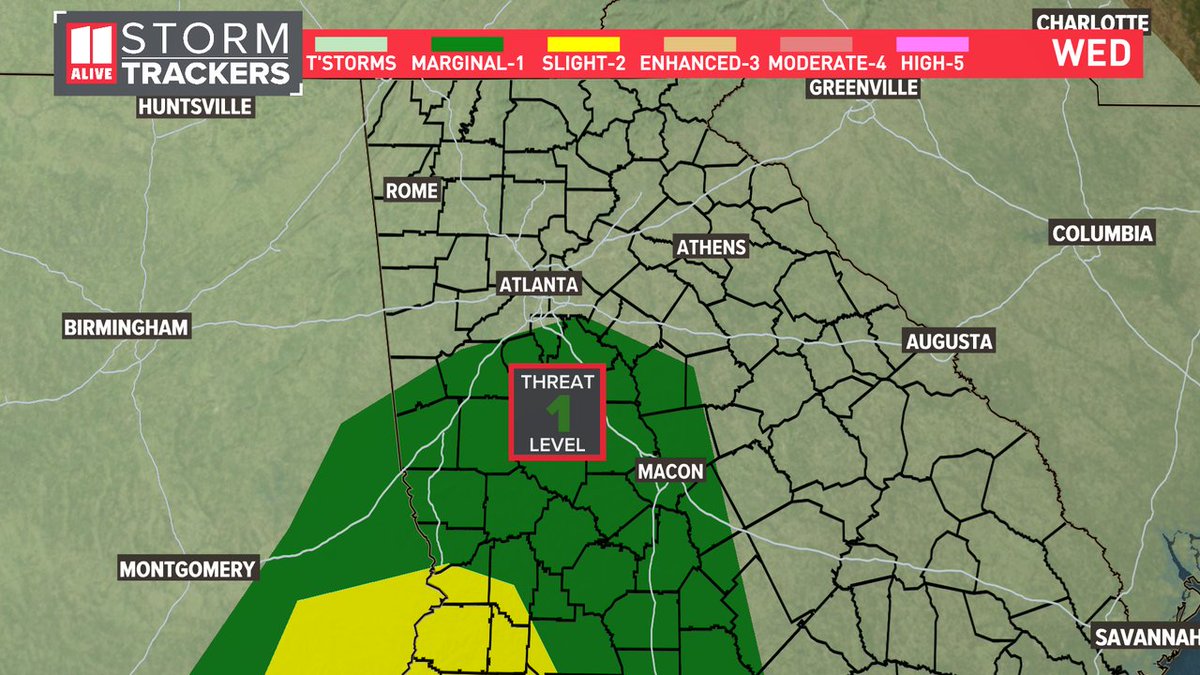 Here's the latest Severe Weather Outlook for Georgia. #storm11 #gawx