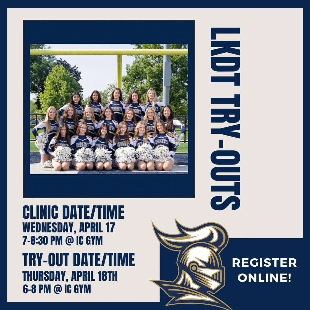 Our Lady Knights Dance Team is hosting try-outs!

Clinic:
Wednesday, April 17th, 7-8:30 PM

Try-outs:
Thursday, April 18th, 6-8 PM in the IC gym (dancers will be assigned a time slot)

Register online:
docs.google.com/forms/d/e/1FAI…

#ICCatholicPrep #WeAreIC #LearnLeadServe