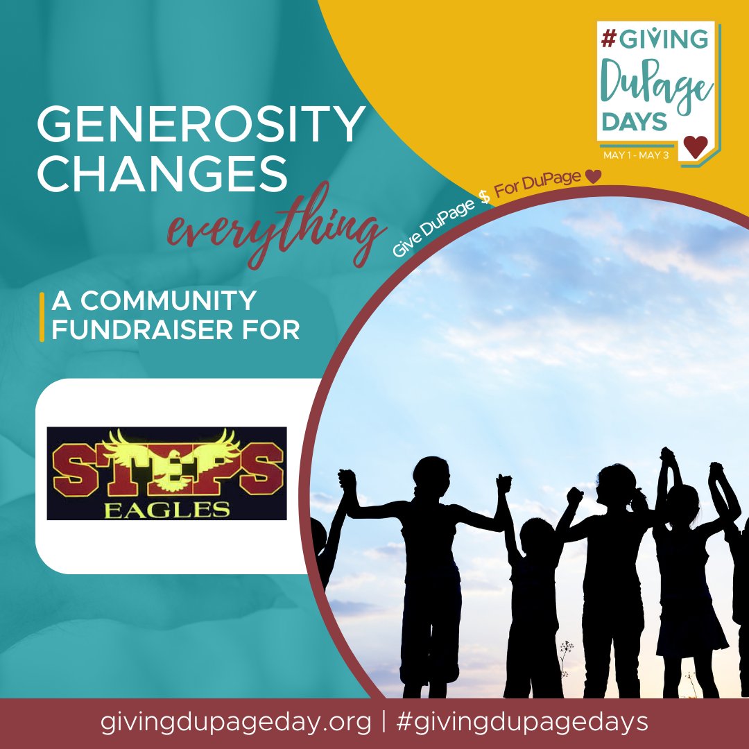 Eager to have STEPS PTSA joining #GivingDuPageDays, May 1-3! STEPS PTSA promotes the welfare of special needs children and youth in home, school, places of worship and throughout the community. bit.ly/3xkWdXj