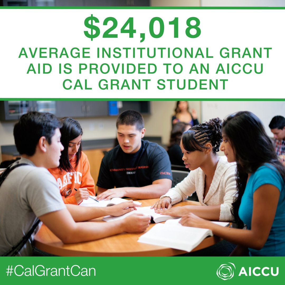 A combination of federal, state, and institutional grant aid can significantly lower the costs of college. AICCU continues to advocate for increased investments into the Cal Grant program to increase college access and help students succeed. #CalGrantCan