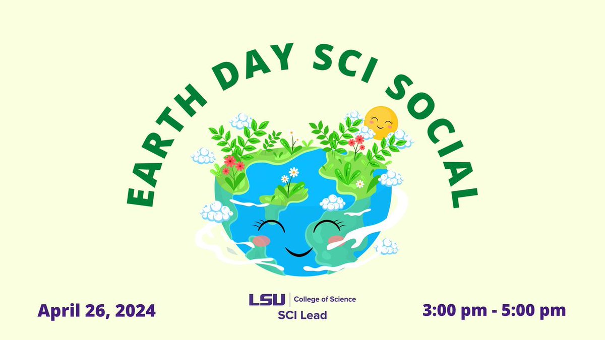📢 Calling Science grads, undergrads, and faculty: Join us at the Earth Day SCI Social! 🌍 Mingle with professors and peers, enjoy free food and games, and honor the beauty of our planet 🌻 Friday, April 26, 3-5 pm at the LSU Horseshoe. RSVP here👉 docs.google.com/forms/d/e/1FAI…