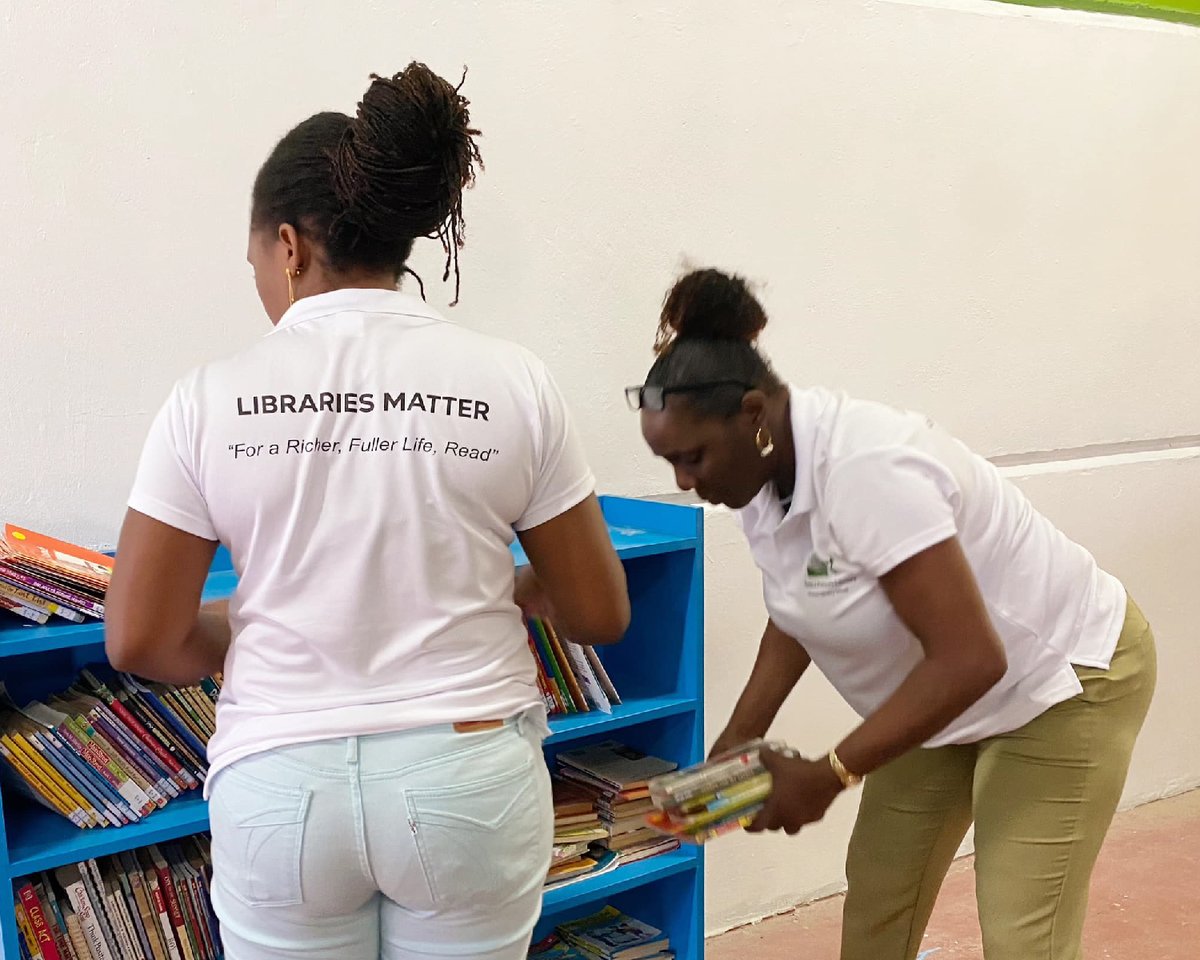 Last month, our #SALCC Electrical Installation students assisted in the rewiring of Anse La Primary School's new library room. Today, on #NationalLibraryOutreachDay, the work continues in the room with the staff of the Hunter J. François Library cataloguing the book collection.