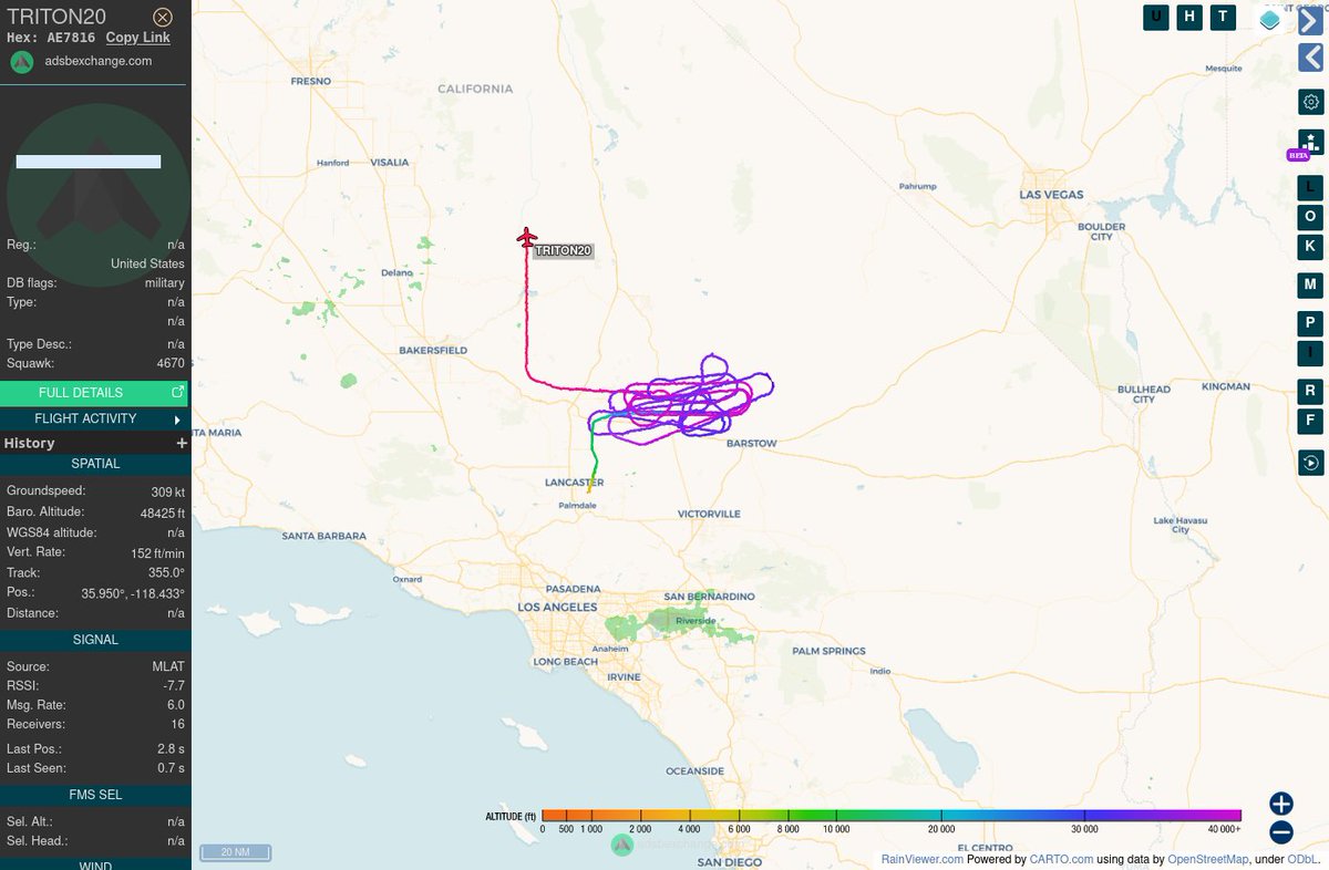Possible MQ-4 Triton #AE7816 as TRITON20 is stretching its legs out of Edwards AFB, CA.