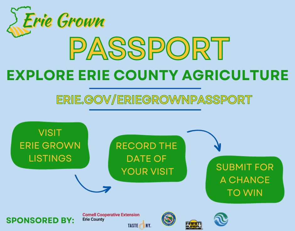 The Erie Grown Passport program is back offering participants the chance to earn points by visiting farmers markets, agricultural festivals, and stores, like our Taste NY markets. 🍎🥦 Visit erie.gov/eriegrownpassp… for more details! #ErieCounty #NYSagriculture #supportlocal