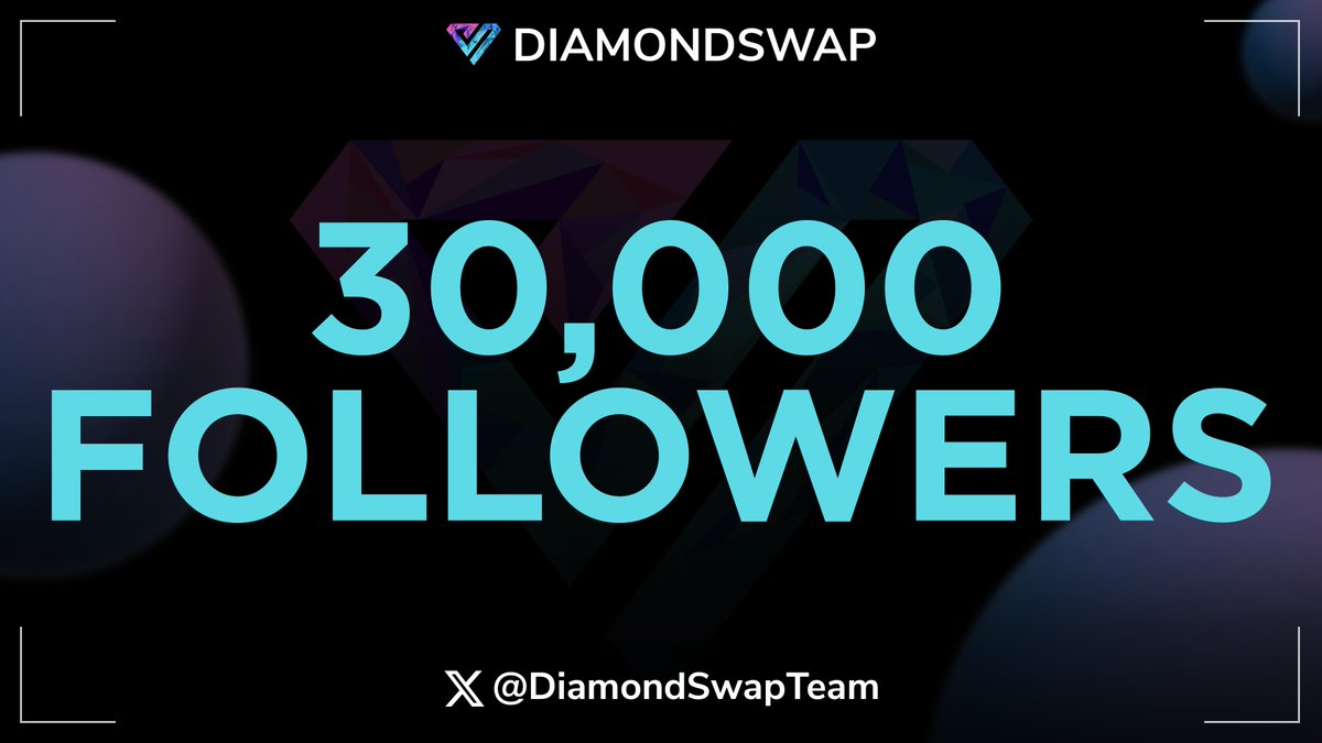 Our X following has just passed 30,000 followers! Thank you to everyone that has been joining our community. Each one of you is part of a greater whole. DiamondSwap is poised to become the leading DEX in 2024. Our platform provides unique features that set it apart in the DeFi…