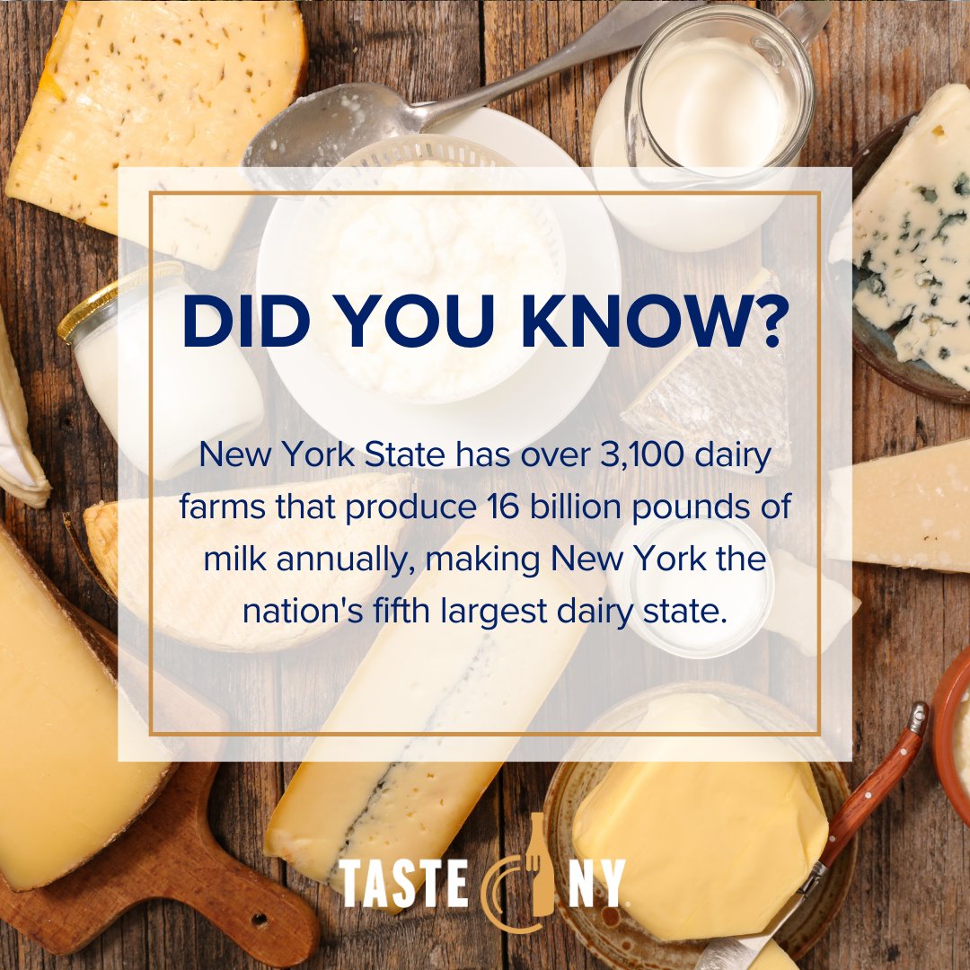 This week's 'Did You Know?' fact highlights New York State's incredible dairy industry! Remember to show your support for your local dairy farms and support your local businesses. 🧀🐄💚 #shoplocal #nysdairy #DidYouKnow