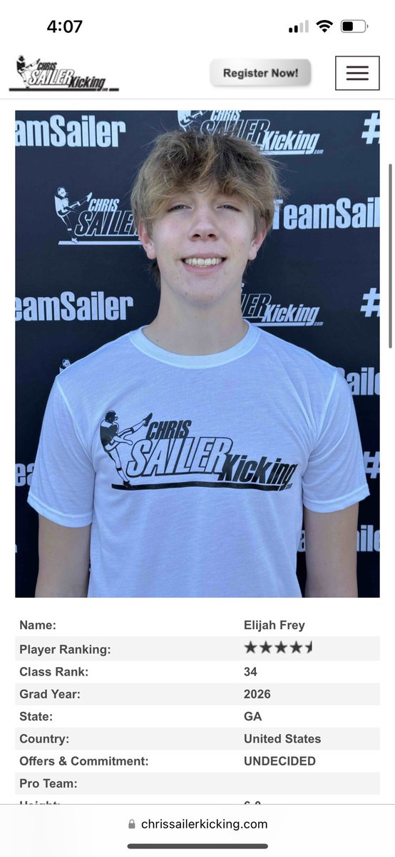 Proud to announce I’m now a 4.5 star at @Chris_Sailer. I am now #34 in the country and 5 in Georgia. @CoachMoore313 @NorcrossWeights