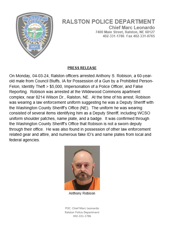 Please see the attached press release regarding an individual being arrested for Impersonating a Police Officer.
