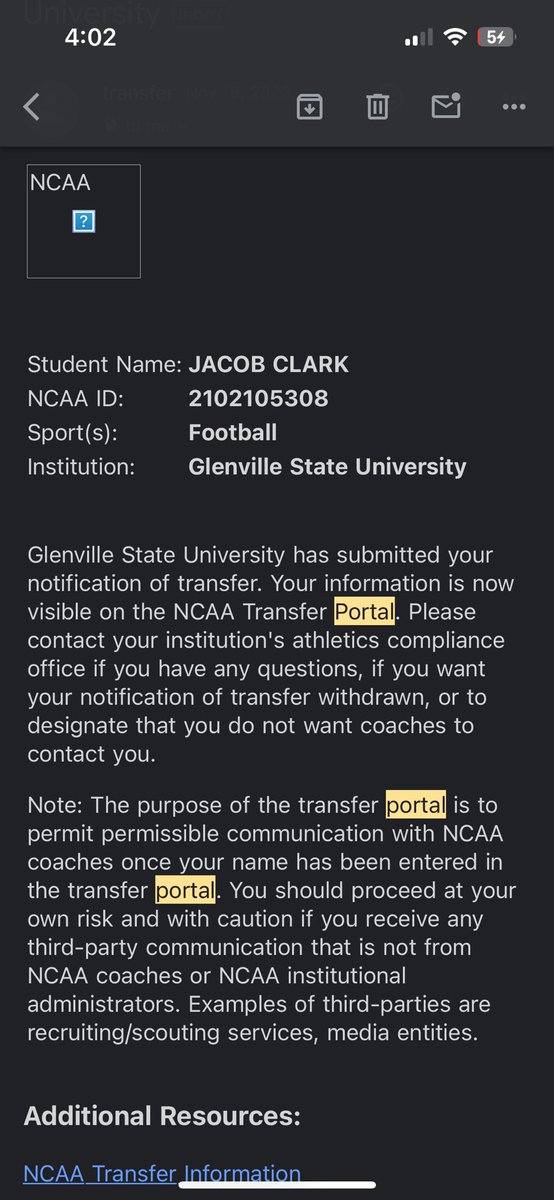 Thank you Glenville State University! I have officially entered my name into the Transfer Portal. ✅All Conference/MEC ✅2 Year Starter (Played All 21 games) ✅ Tape don’t LIE!!!