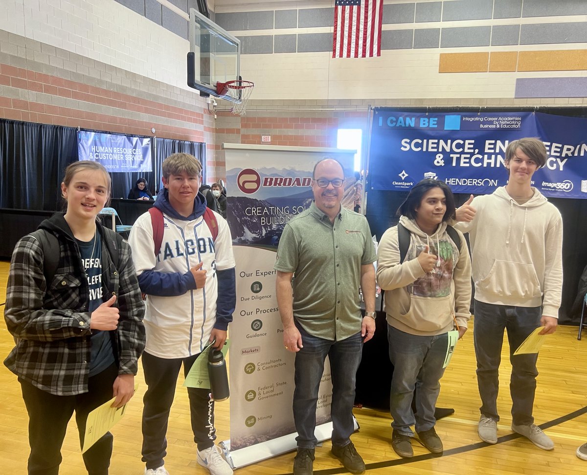 BroadbentAssoc's tweet photo. Yesterday Randy Miller and Kirk Stowers stood alongside fellow industry leaders at Foothill High School, participating in the second I CAN BE event, hosted by the Henderson Chamber of Commerce. We were thrilled to discuss careers in science and engineering with the students. https://t.co/fnJPFhwZCD