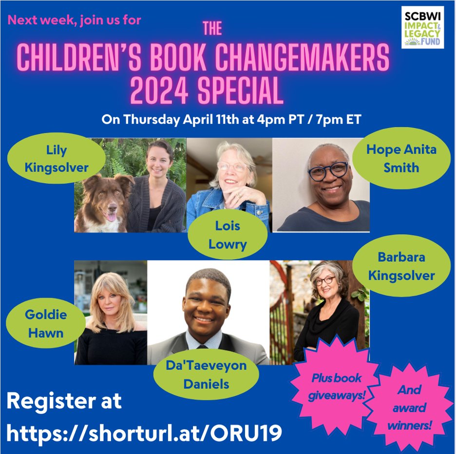 Be sure to register today and watch tomorrow at 7:00 PM SCBWI's Impact and Legacy Fund Children’s Book Changemakers event, where our SAS leaders will interview Lois Lowry and speak about how reading banned books has changed their lives. Register at: scbwi.zoom.us/webinar/regist…